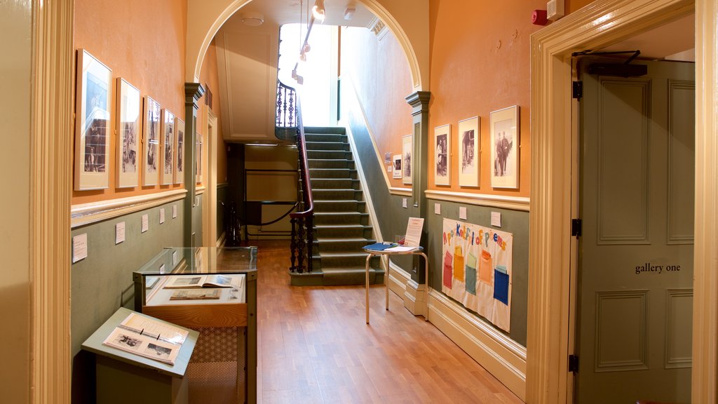 Penlee House Gallery and Museum featuring interior views