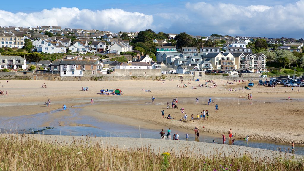 Playa de Porth ofreciendo vistas generales de la costa y una ciudad costera