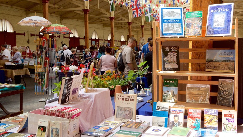 Pannier Market which includes interior views and markets as well as a large group of people