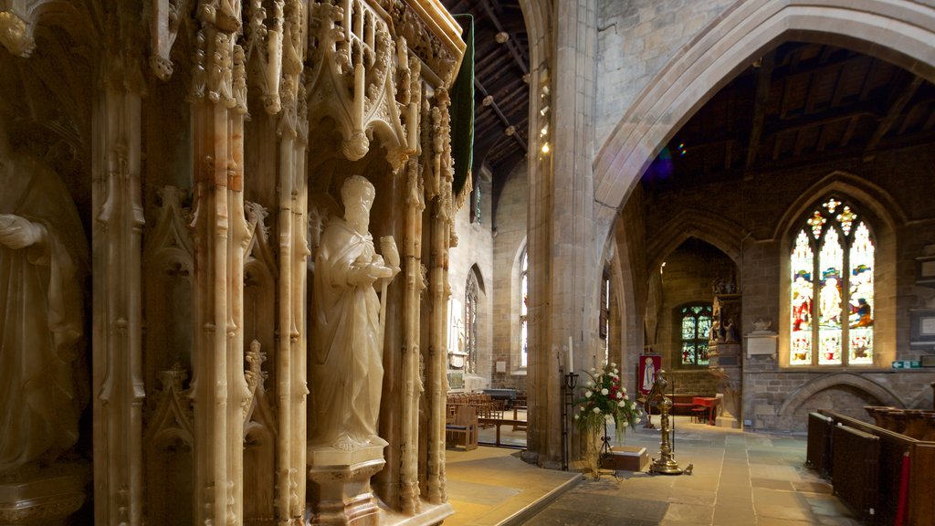 Newcastle-upon-Tyne St. Nicholas Cathedral which includes interior views, a church or cathedral and religious elements