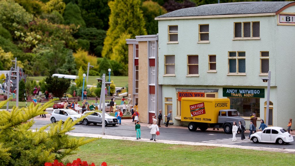 Babbacombe Model Village and Gardens which includes outdoor art, a garden and a small town or village