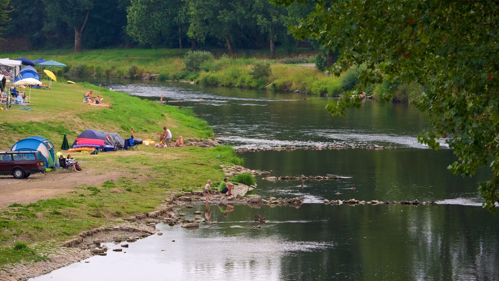 Echternach showing a park, a river or creek and camping