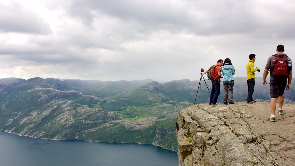 Preikestolen which includes mountains and views