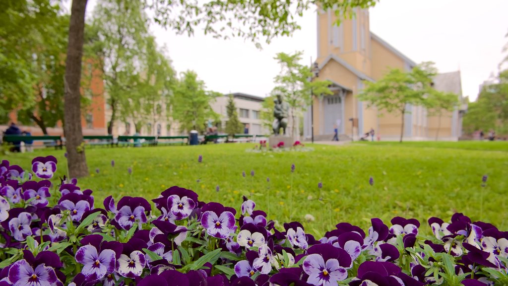 Cathédrale de Tromsö mettant en vedette fleurs