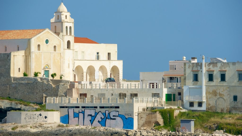 Vieste which includes a city and outdoor art