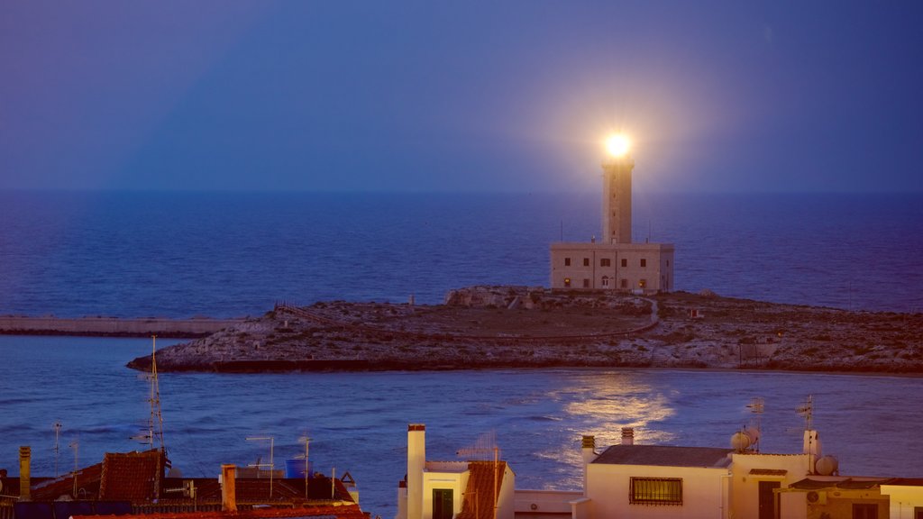 Vieste featuring night scenes and a lighthouse