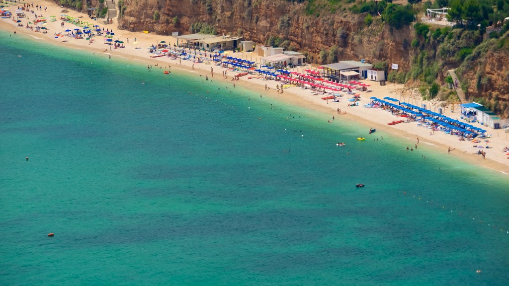 Península Gargano que incluye una playa y vistas generales de la costa