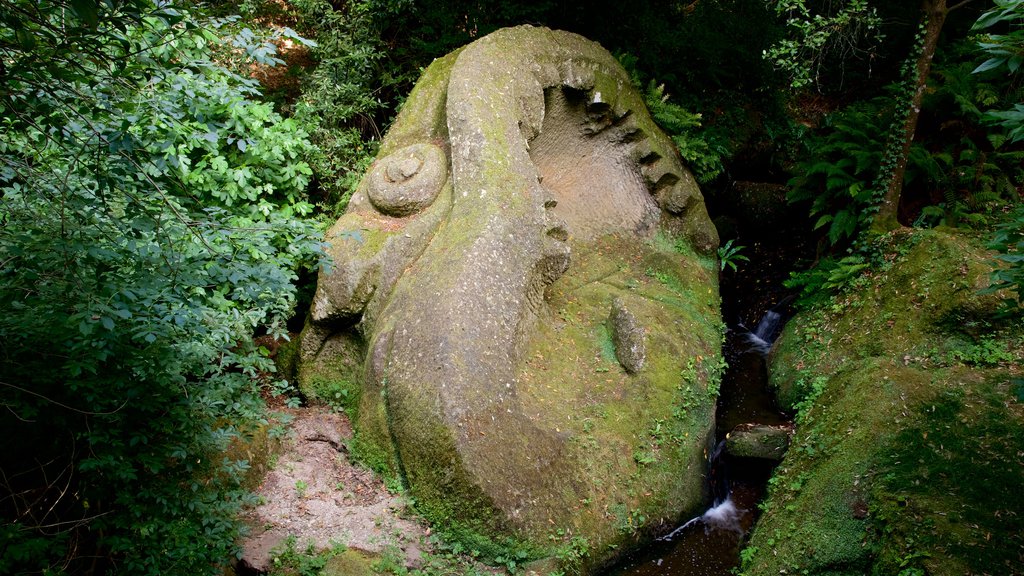 Parco dei Mostri showing rainforest and a statue or sculpture