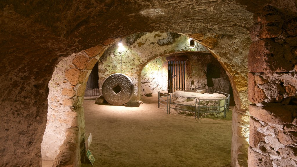 Etruscan Orvieto Underground showing building ruins and interior views