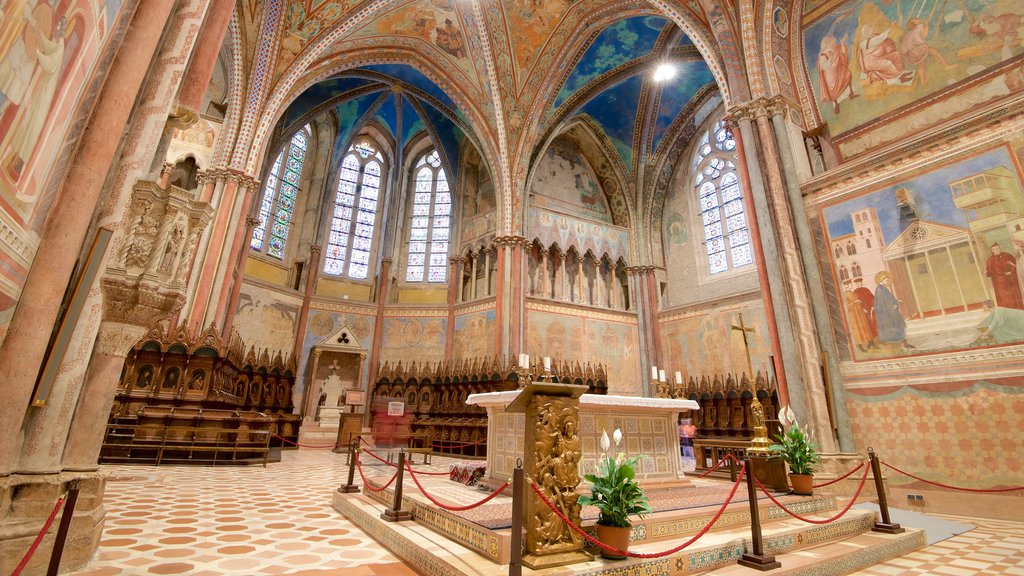 Papal Basilica of St. Francis of Assisi which includes religious aspects, interior views and a church or cathedral