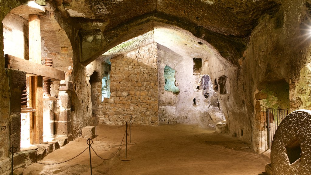 Ciudad subterránea etrusca de Orvieto mostrando vista interna y una ruina