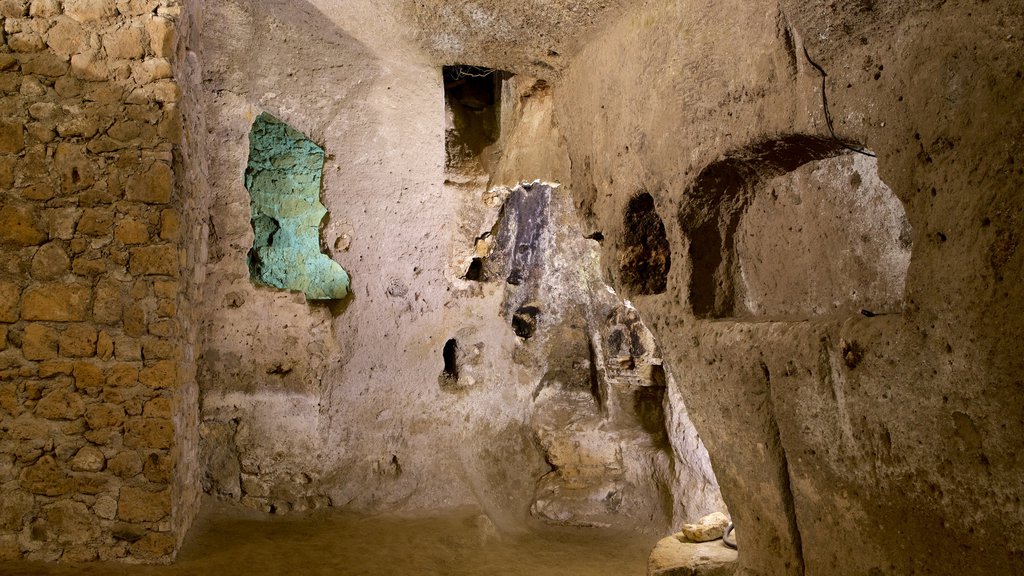 Ciudad subterránea etrusca de Orvieto que incluye vista interna y ruinas de un edificio