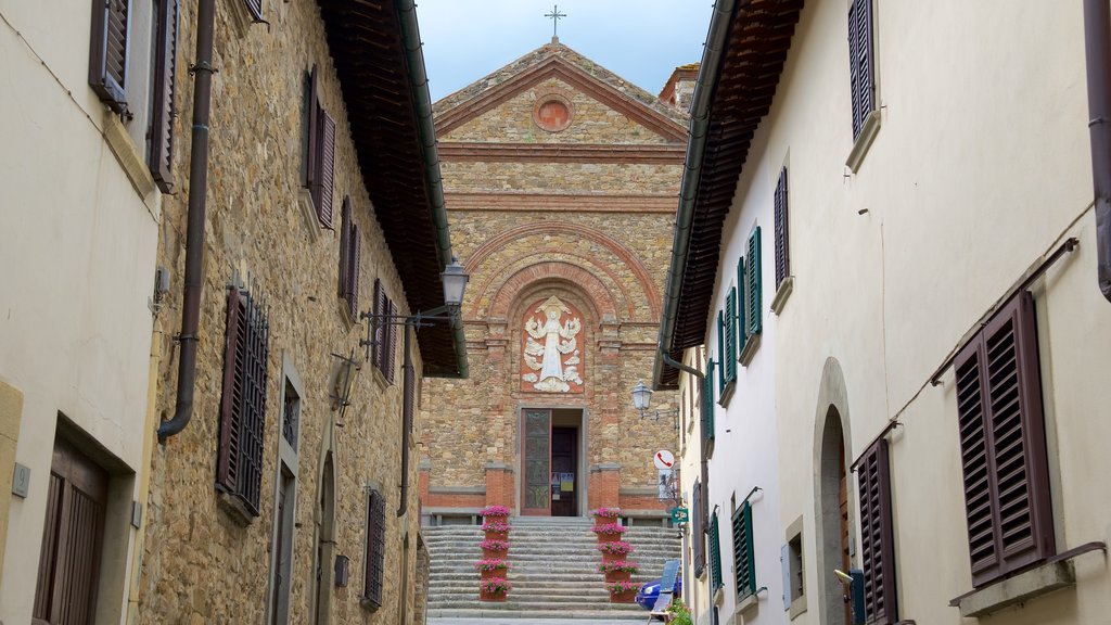 Panzano in Chianti which includes a church or cathedral and heritage architecture