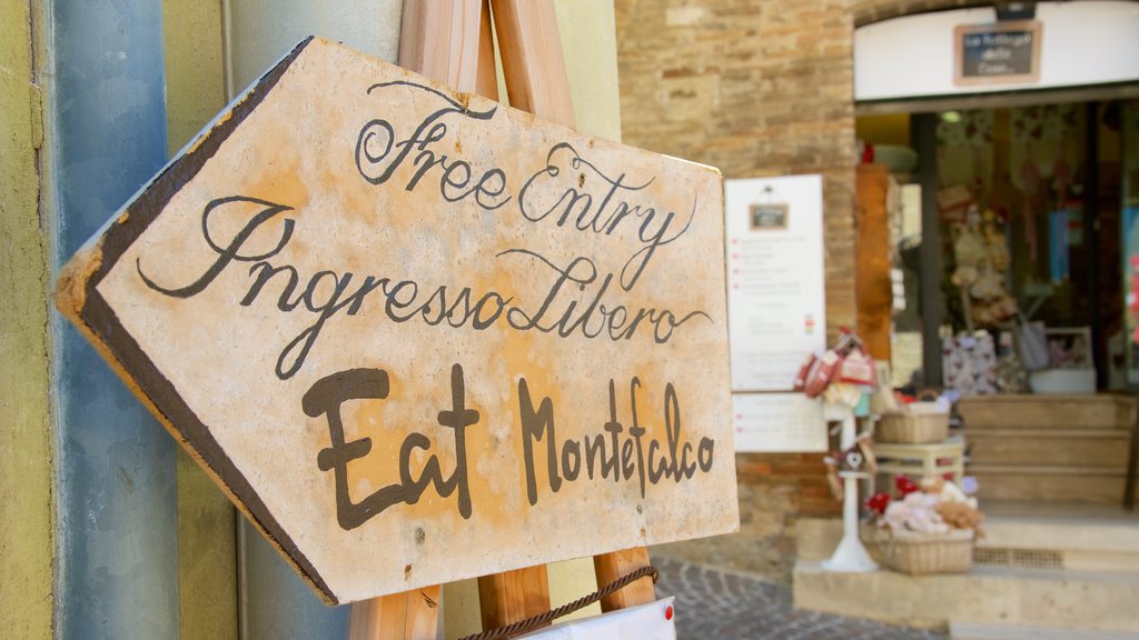 Montefalco which includes signage