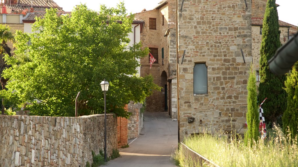 San Quirico d\'Orcia que incluye patrimonio de arquitectura y una pequeña ciudad o pueblo