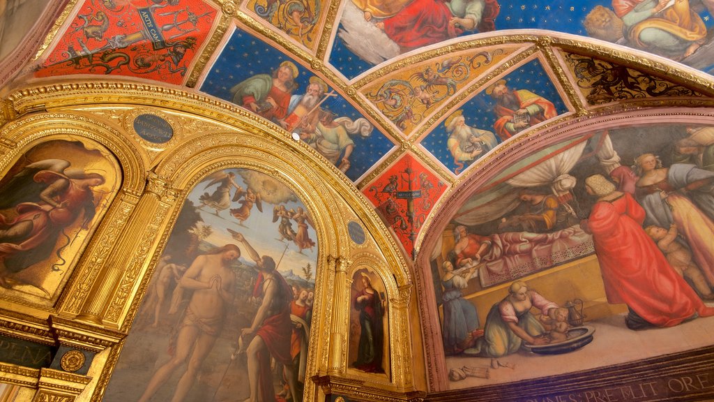 Perugia caracterizando elementos religiosos, vistas internas e arte