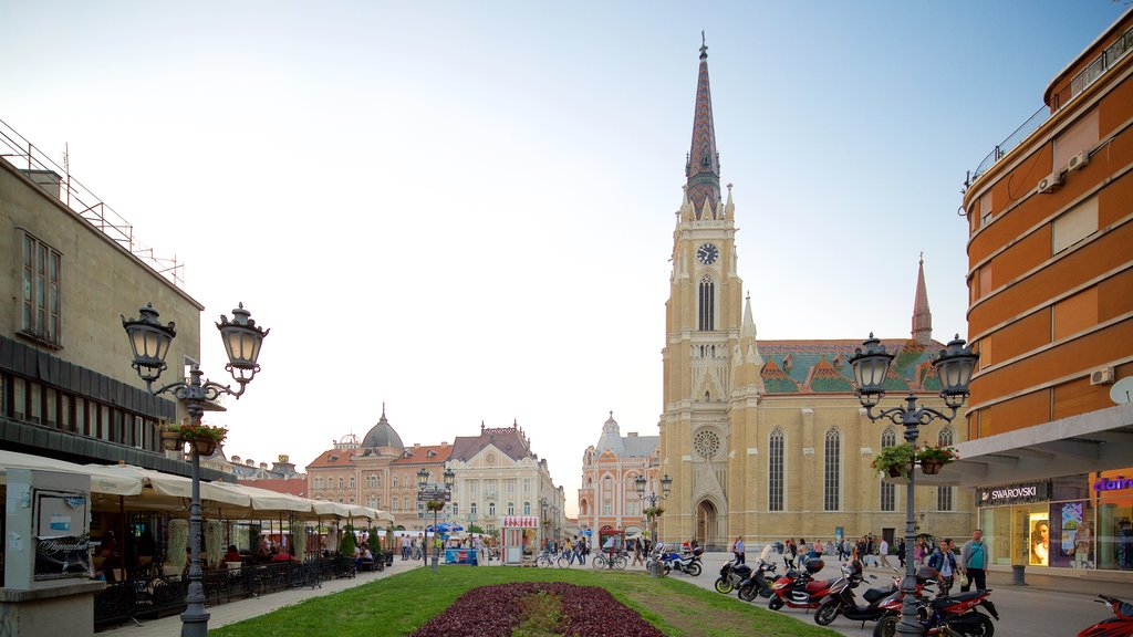 Church of the Virgin Mary which includes heritage architecture, a square or plaza and a city