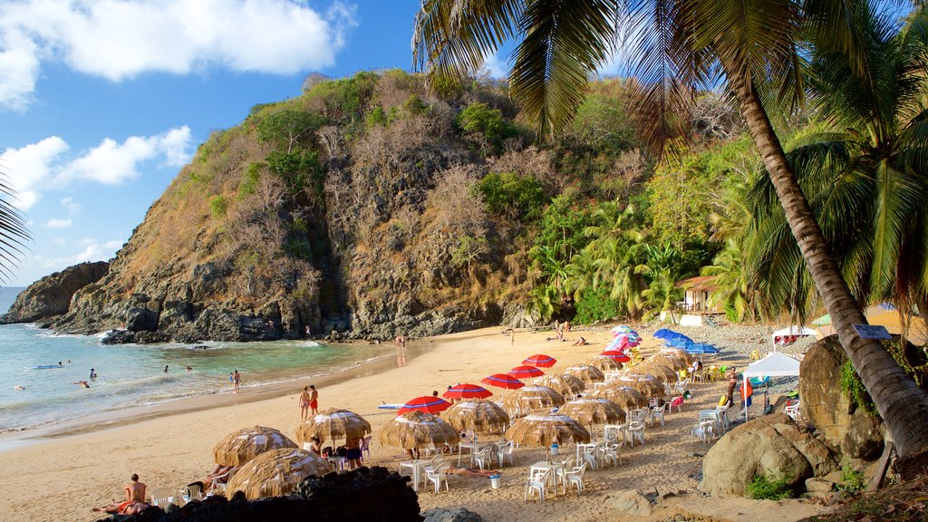 Praia do Cachorro som visar ett lyxhotell, en strand och kustutsikter