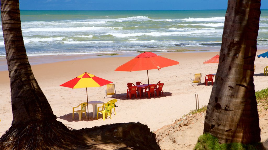 Flamengo Beach som inkluderer kyst, bølger og sandstrand