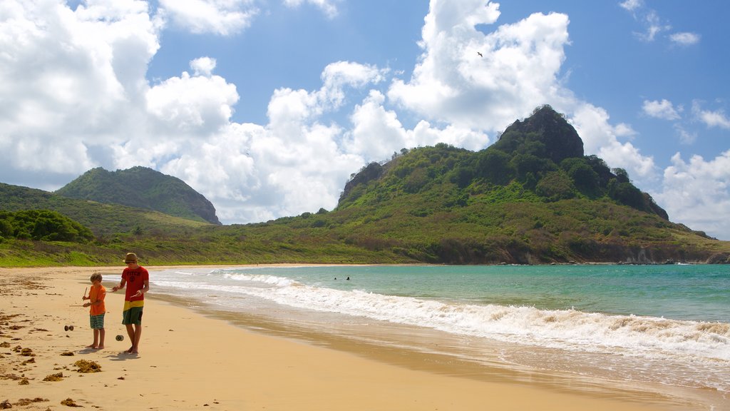 Praia do Sueste caracterizando montanhas, paisagens litorâneas e uma praia