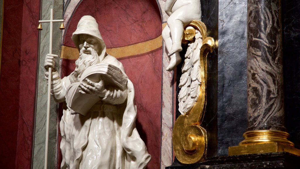 Franciscan Church of the Annunciation showing a statue or sculpture and interior views