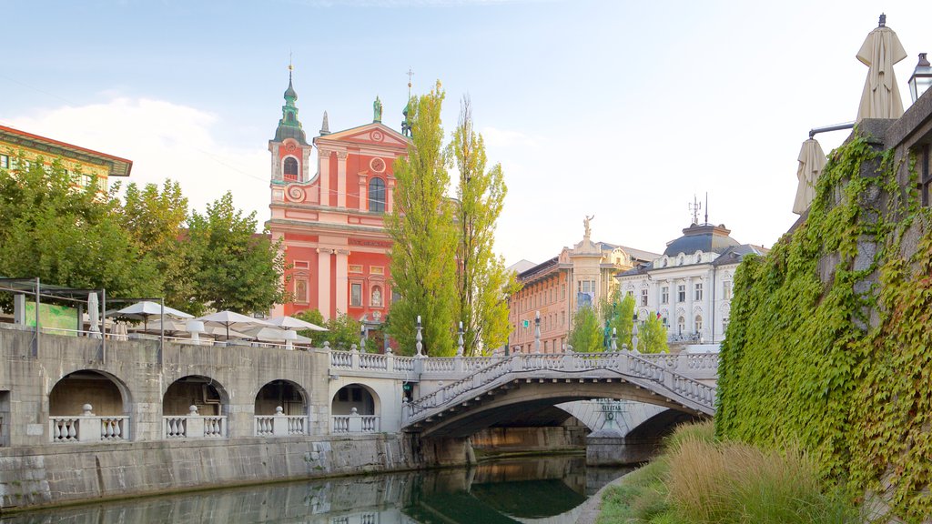 Triple Bridge showing a river or creek and a bridge