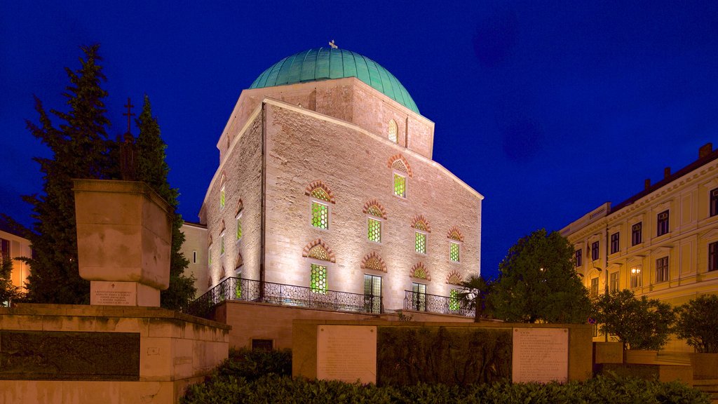 Mezquita de Gazi Kaszim Pasha ofreciendo arquitectura patrimonial, escenas de noche y un mezquita