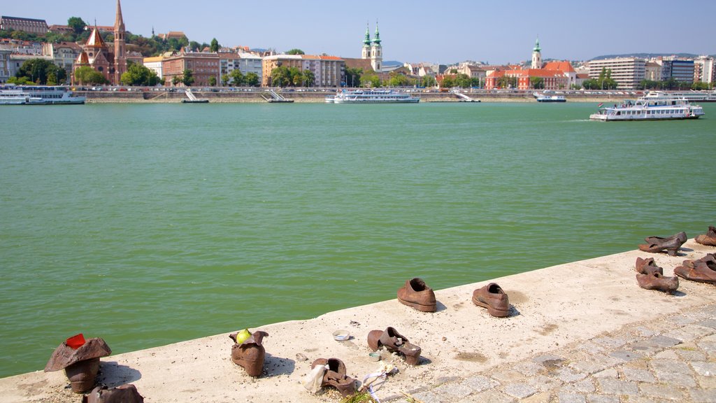 Budapest featuring a river or creek, a ferry and heritage elements