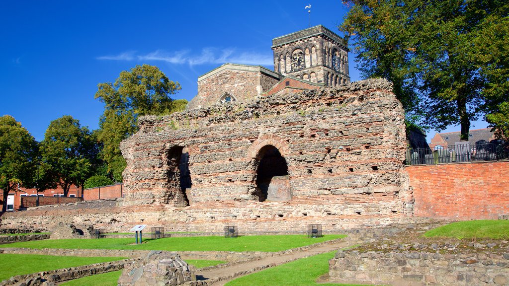 Jewry Wall showing building ruins and heritage elements