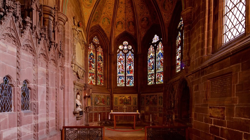 Catredral de Chester mostrando aspectos religiosos, una iglesia o catedral y vista interna