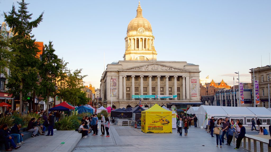 Old Market Square which includes heritage architecture, a square or plaza and markets