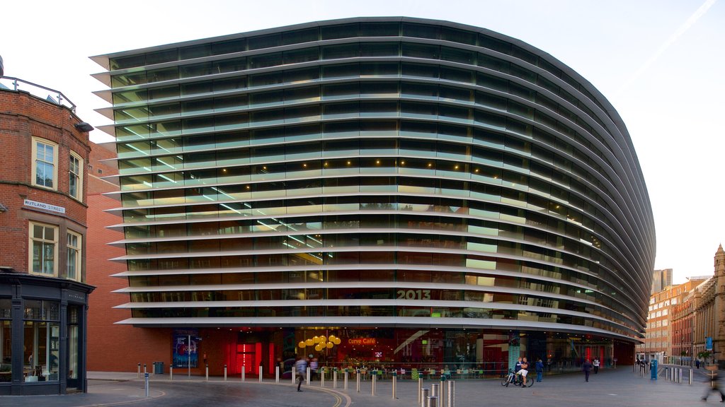 Curve Theatre which includes modern architecture and theatre scenes