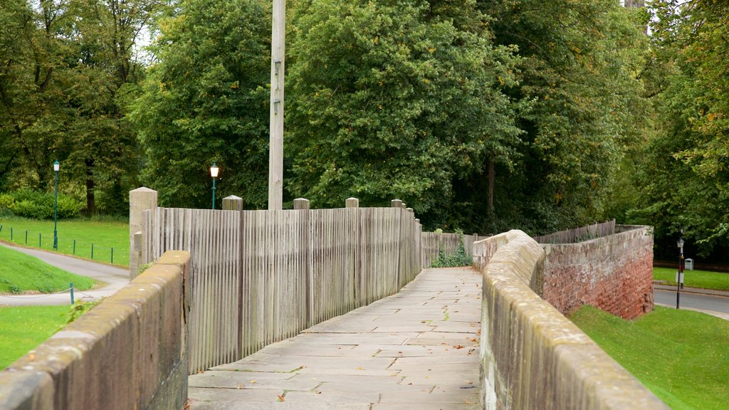 Chester City Walls showing heritage elements