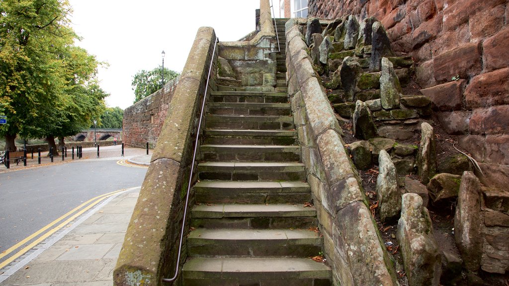 Chester City Walls showing heritage elements