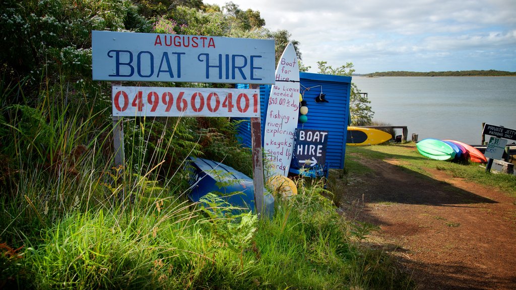 Augusta which includes signage and general coastal views