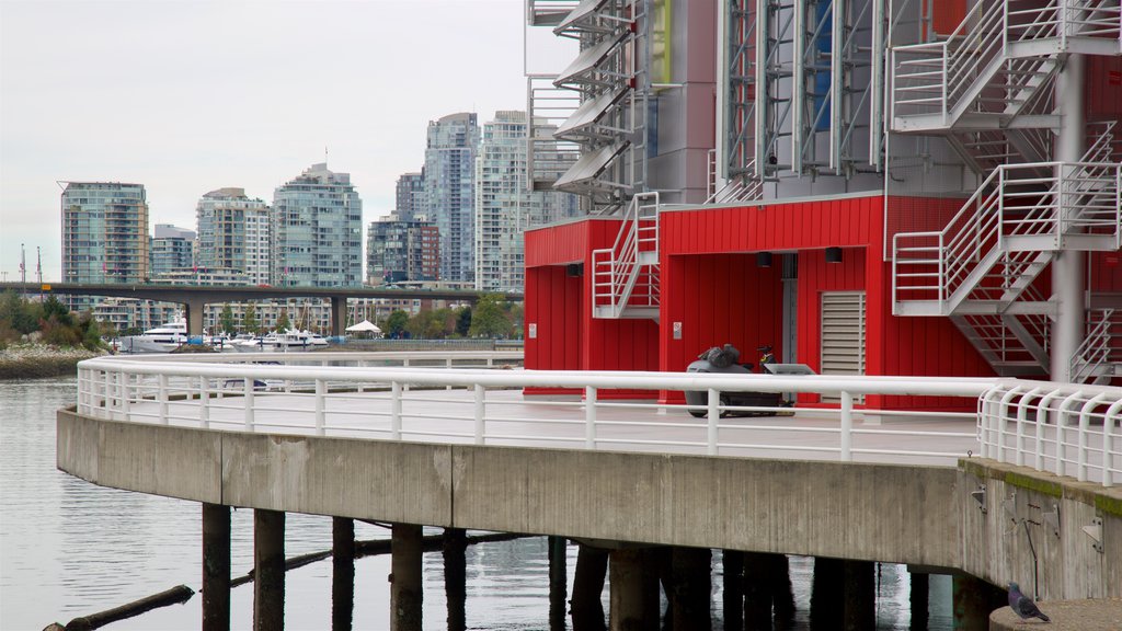 TELUS World of Science showing a city and a bay or harbour