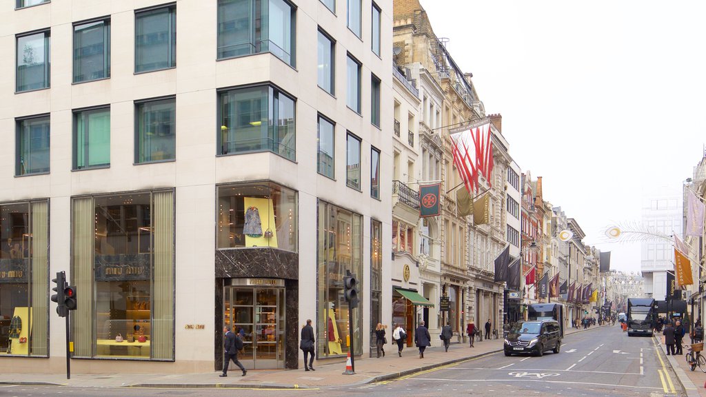 Mayfair mostrando cenas de rua e arquitetura de patrimônio