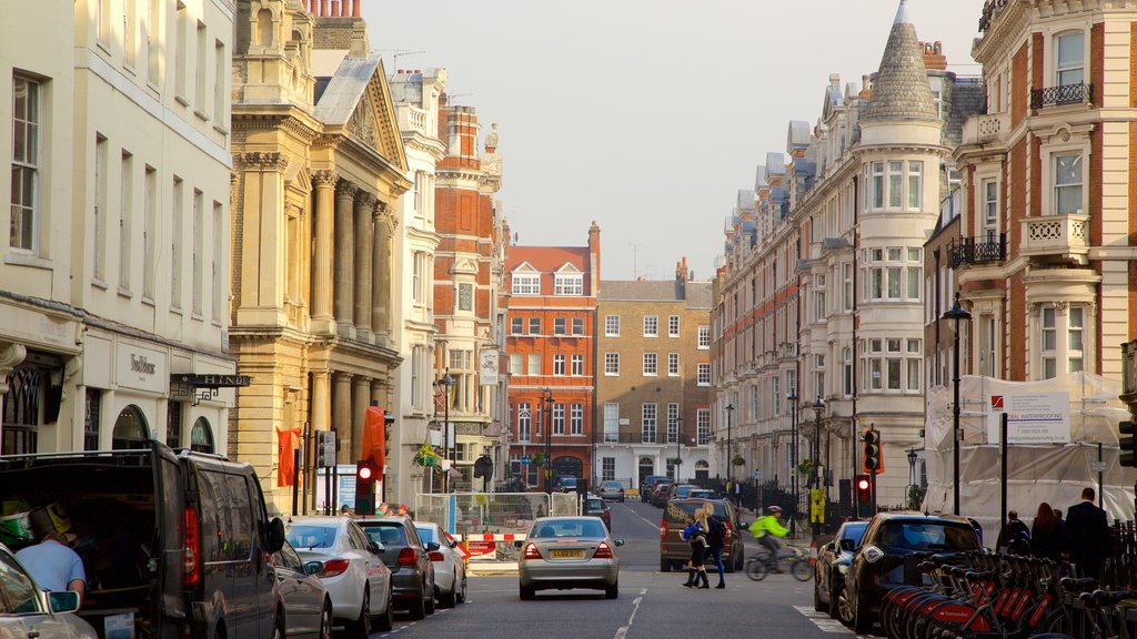 Marylebone which includes street scenes and heritage architecture