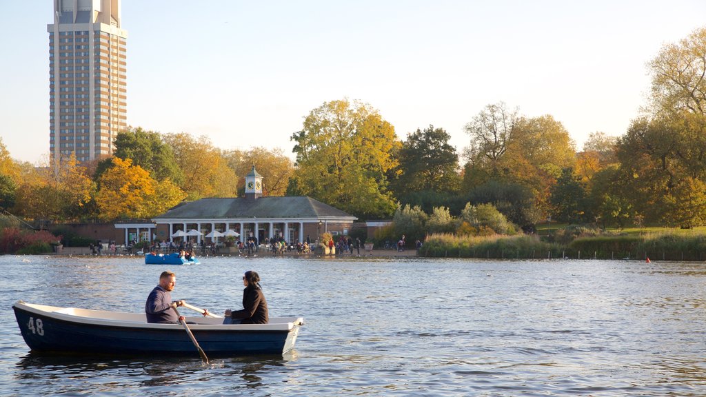 Hyde Park showing a river or creek, kayaking or canoeing and a garden