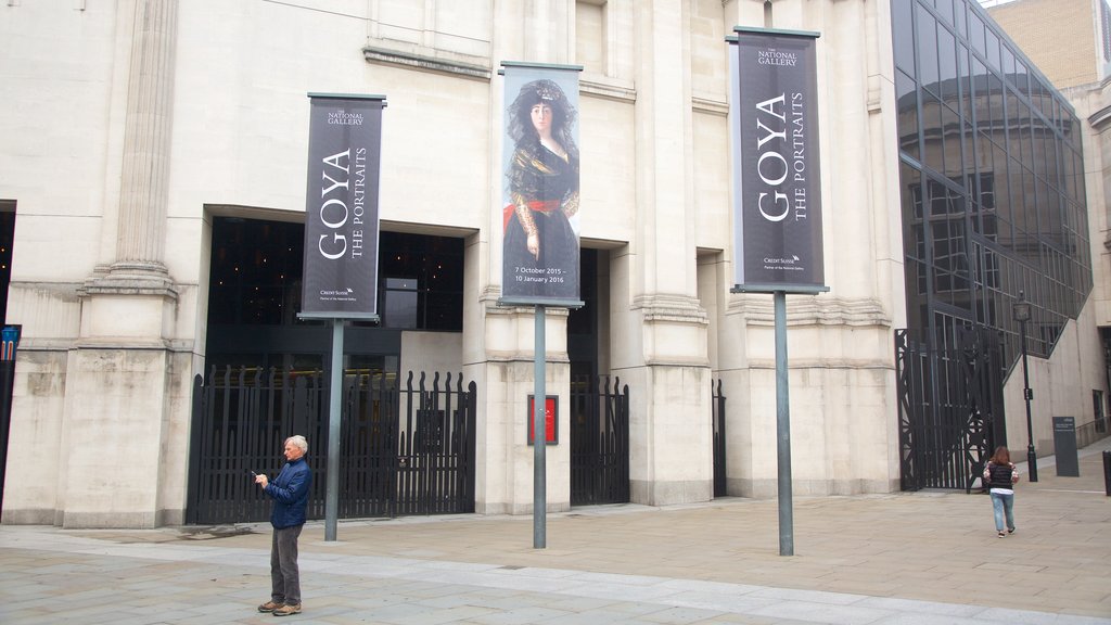 National Gallery featuring signage as well as an individual male