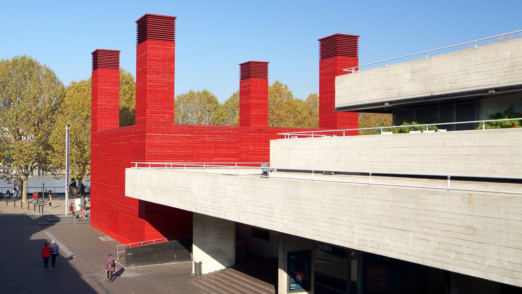 Royal National Theatre which includes theatre scenes and modern architecture