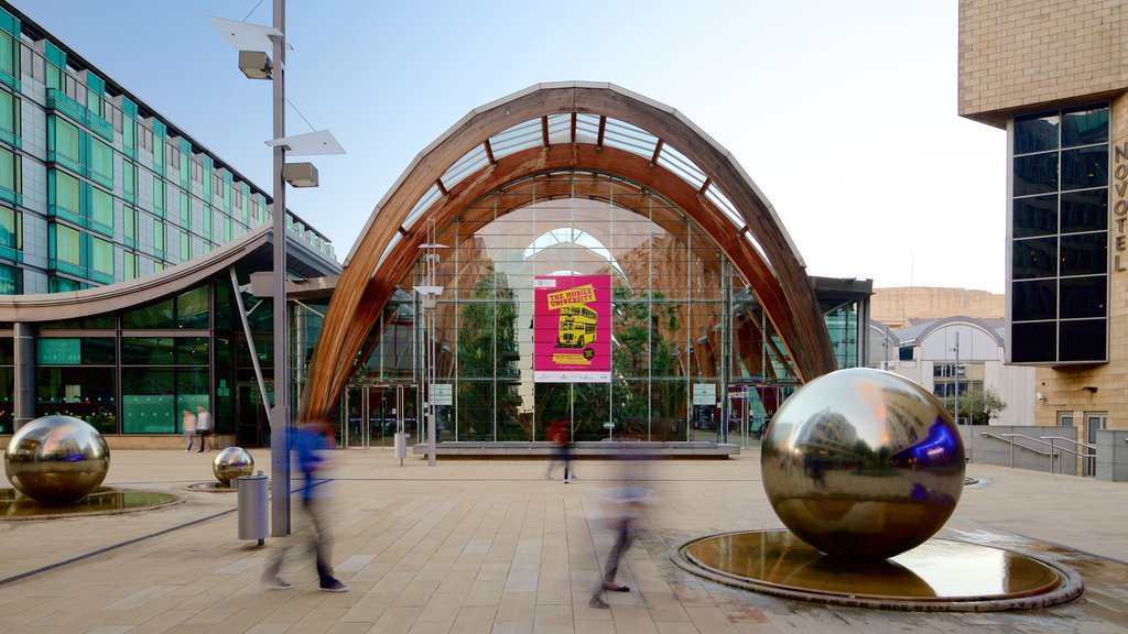 Sheffield Winter Garden showing modern architecture, a park and a square or plaza