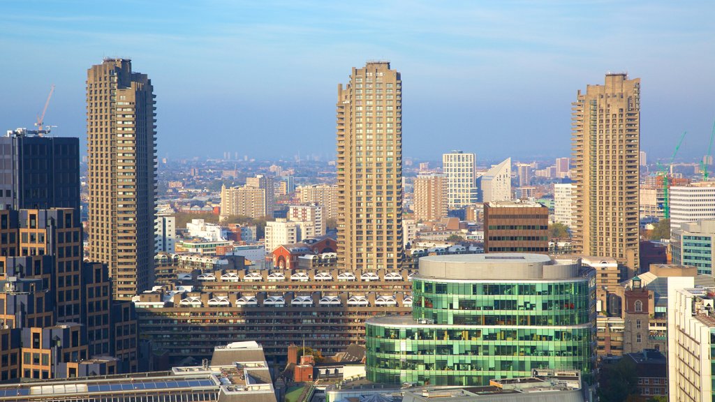 Barbican Arts Centre featuring a skyscraper, skyline and a city