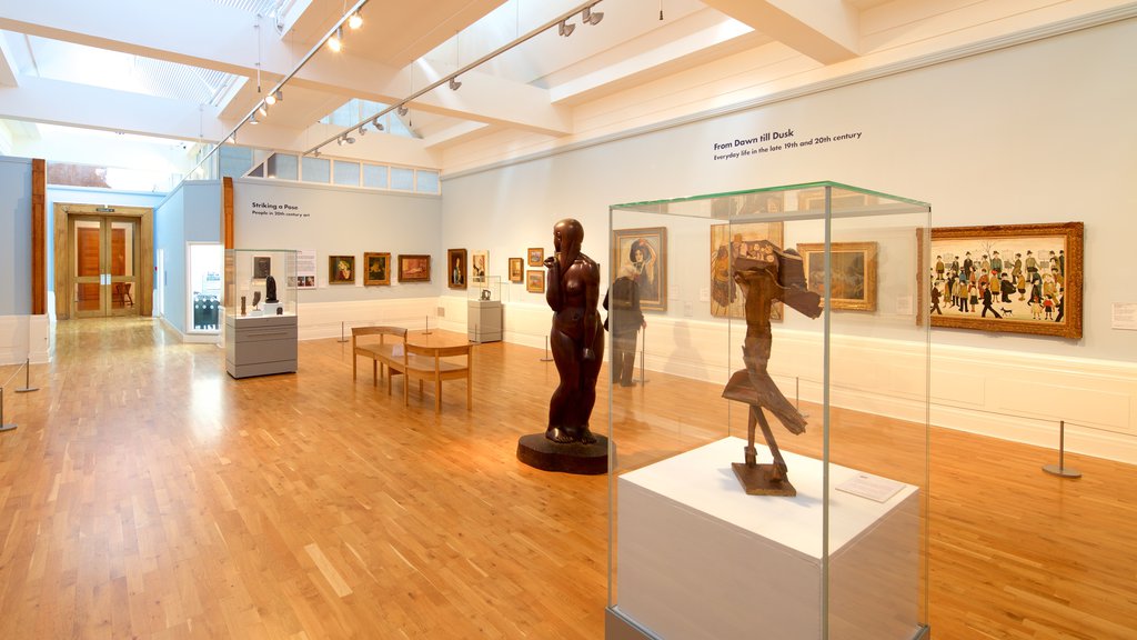 Graves Art Gallery which includes a statue or sculpture, interior views and art