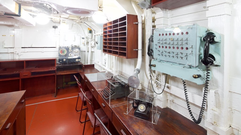 HMS Belfast showing interior views