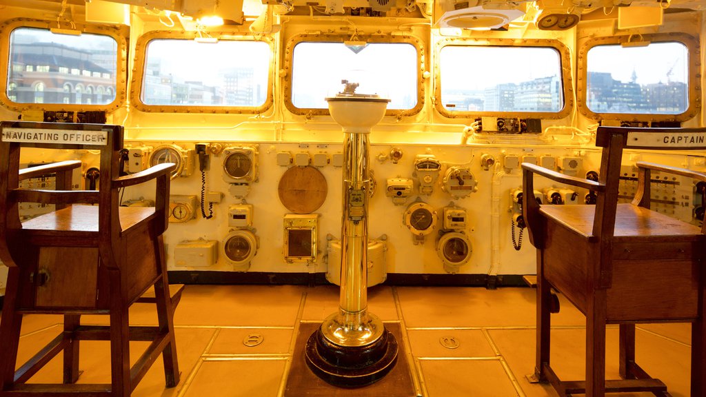 HMS Belfast showing interior views