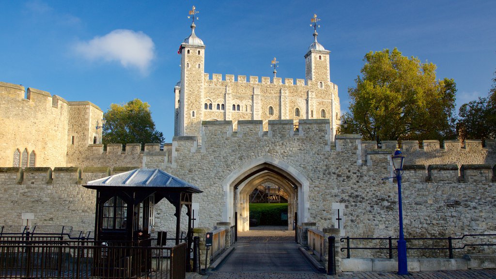 Tower of London showing a castle and heritage elements