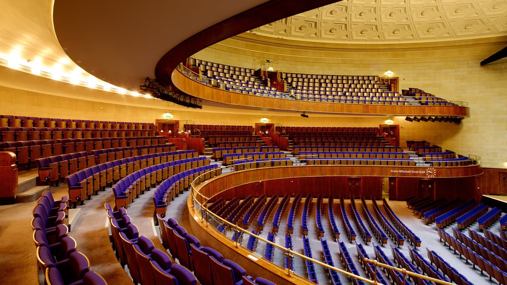 Sheffield City Hall which includes theatre scenes and interior views