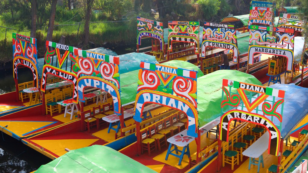 Xochimilco cho thấy chèo thuyền