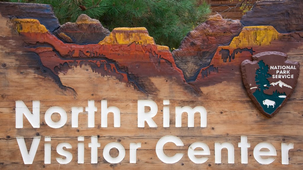 ศูนย์บริการนักท่องเที่ยว Grand Canyon North Rim ซึ่งรวมถึง ป้าย